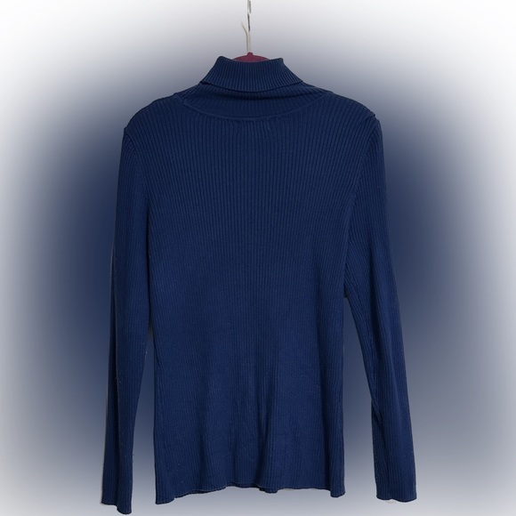 Joseph A Blue Ribbed Turtleneck Sweater - Picture 2 of 5